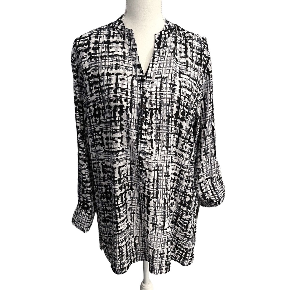 Zac & Rachel Tunic Top Black and White Size Large